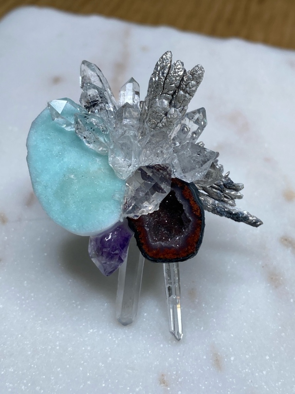 Adjustable Raw Crystal Statement Ring • Luxury Natural Druzy Chunky Stone Ring